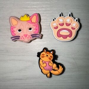 Cute Orange/Pink Cat Crocs Charms (Set of 3)